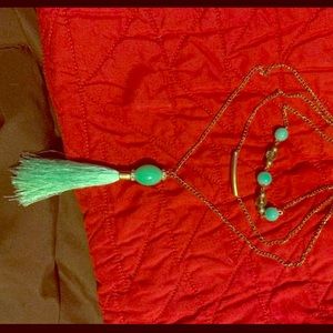 Teal multi layer necklace